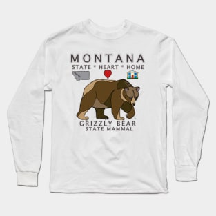 Montana - Grizzly Bear - State, Heart, Home - state symbols Long Sleeve T-Shirt